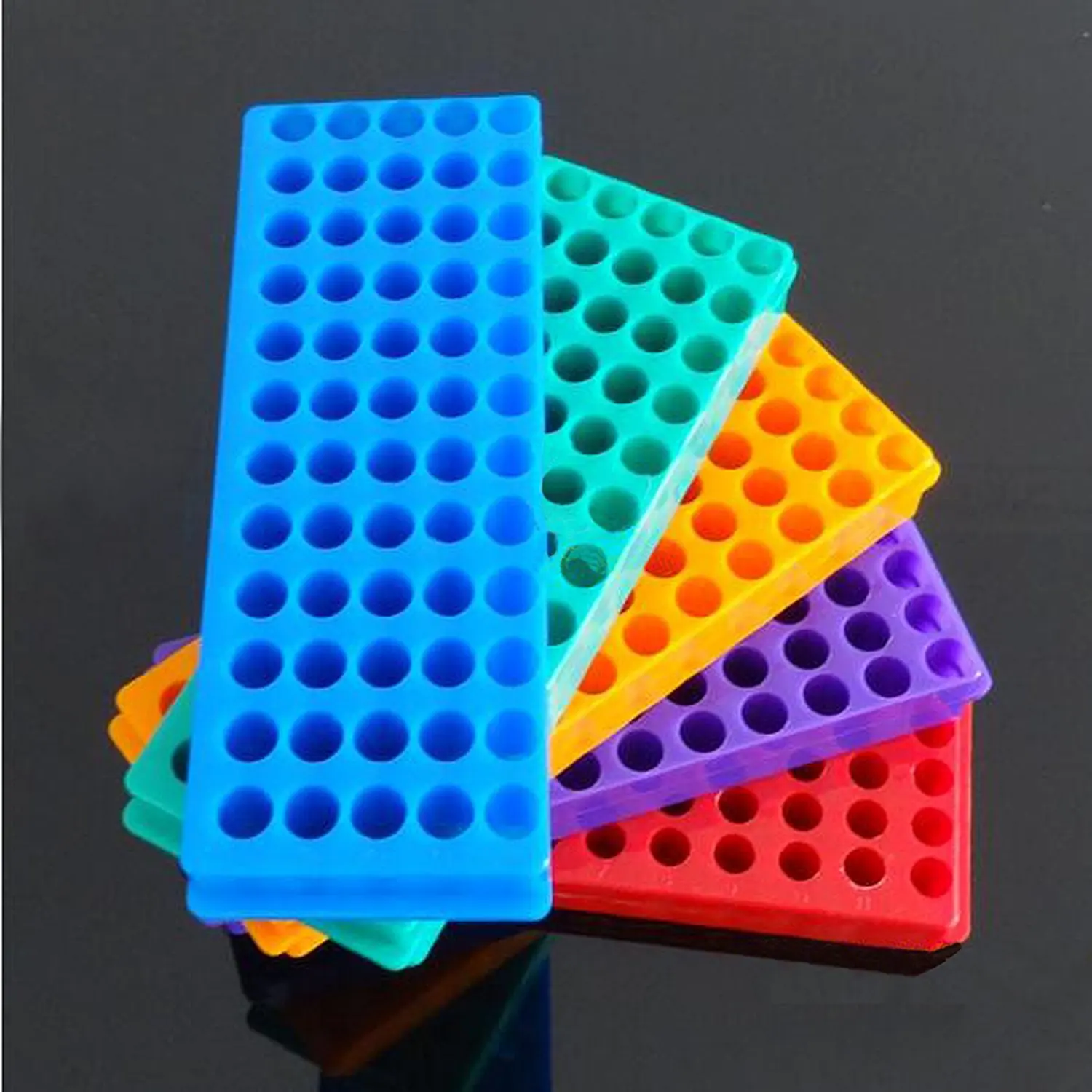 5pcs Tube Rack Double Panel 60 Positions Polypropylene PCR for Microcentrifuge Tubes 0.2/0.5/1.5/1.8/2.0ml