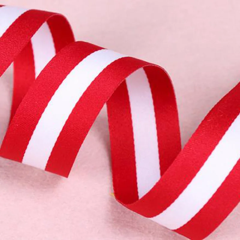 High quality White and red polyester striped Grosgrain Ribbon DIY Belt Clothing accessories handmade sewing accessoriesdiy belt