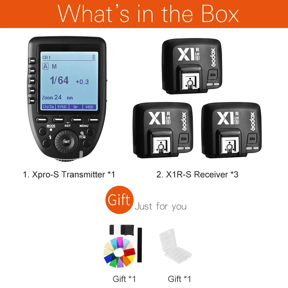 In Stock GODOX XPro-S TTL 2.4G Wireless High Speed Sync X system Trigger + Godox 3pcs X1R-S Receiver For Sony Cameras