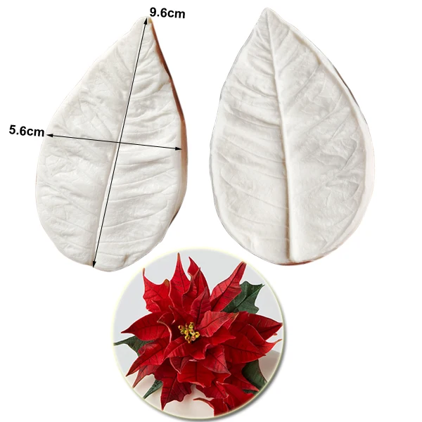 Poinsettia Christmas Flower Petal Veiner &Cutter Silicone Mold Fondant Mould Cake Decorating Tools Chocolate Gumpaste,SugarCS265