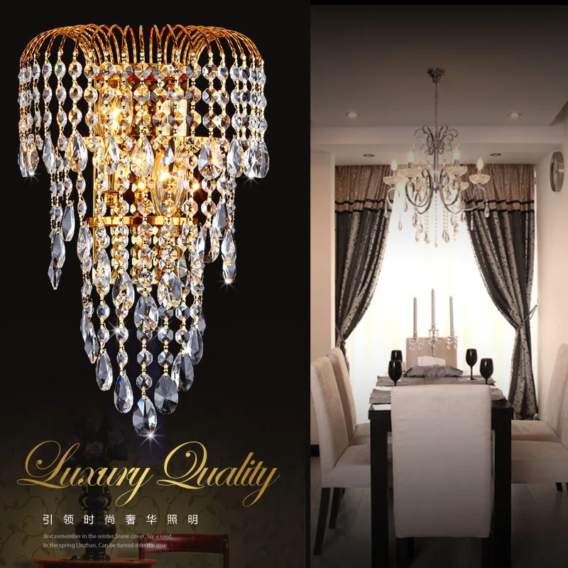 

Luxury k9 crystal wall lamp led gold/silver living modern bedside restaurant lamp fashion wall lights