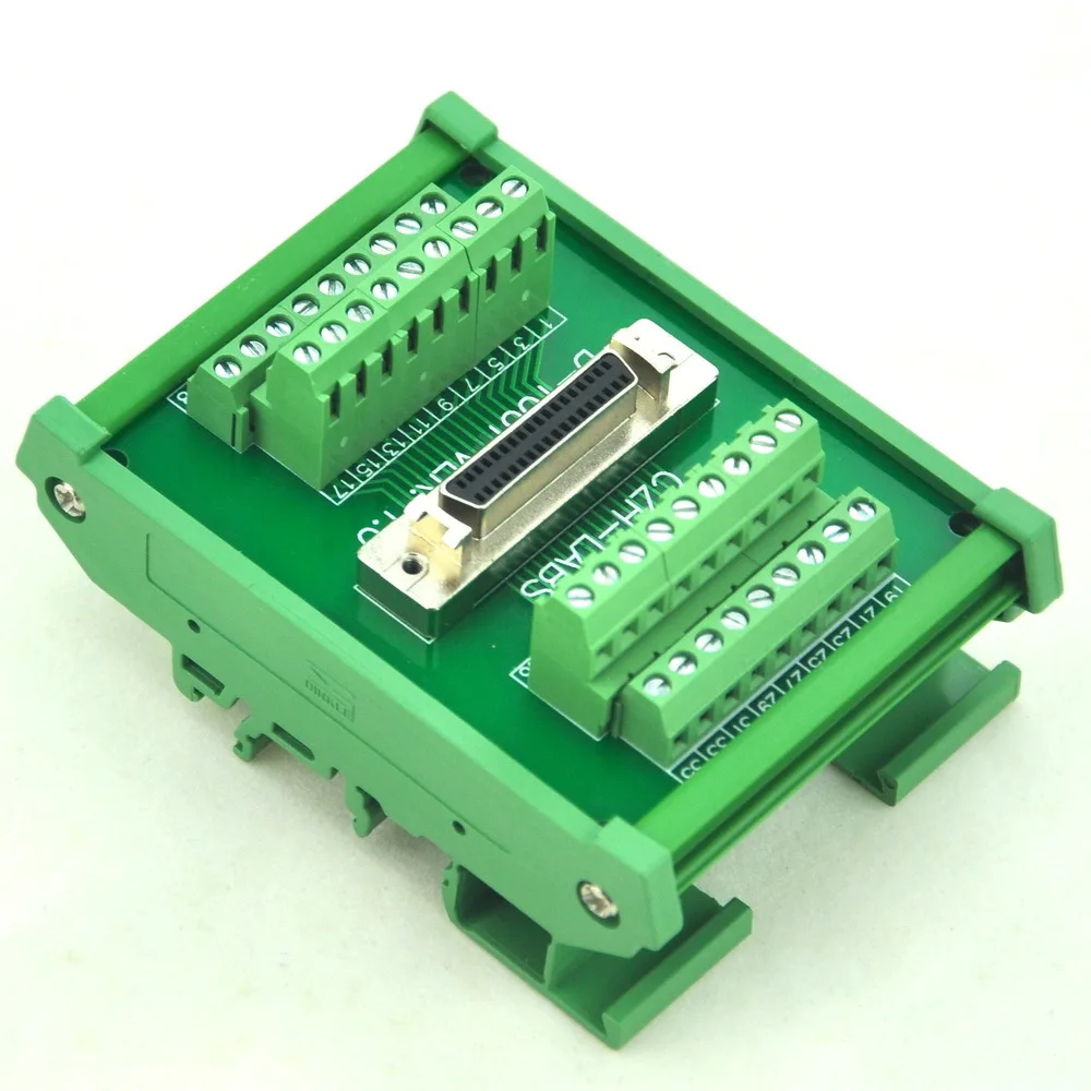 

DIN Rail Mount 36-pin Half-Pitch/0.05" D-SUB Female Interface Module, DSUB, SCSI