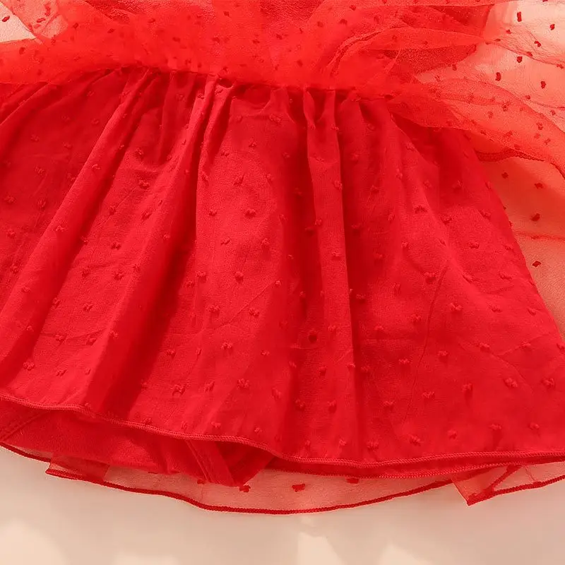Baby Baptism Dress 2019 Red New Born Baby Girls Infant Dress Vestidos Bebe White Christening Dress For Baby Girl 3 6 9 Months image 3