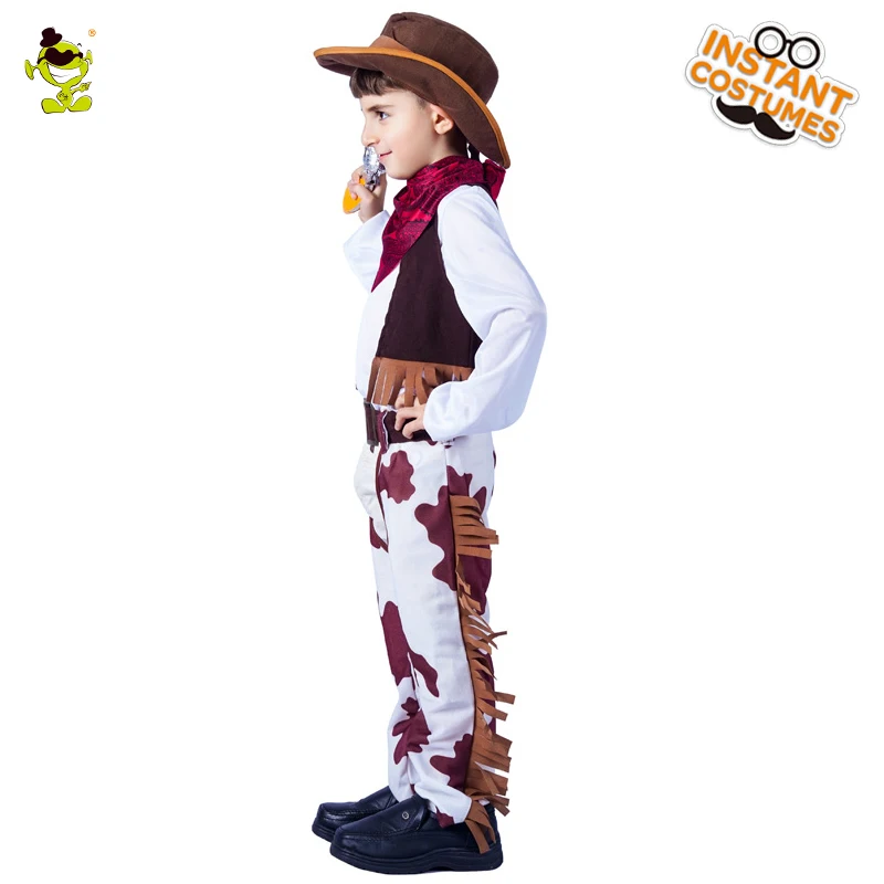 Costume de Cowboy Western Cool pour enfants, avec chapeau, vêtements classiques de fête d'halloween, jeu de rôle pour garçons