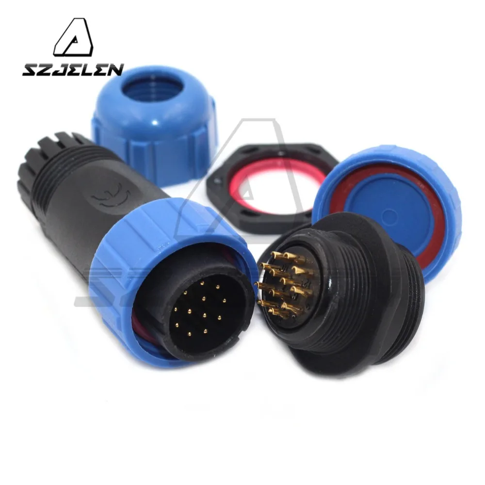 SP21 Plug 12pin Socket LED Waterproof Power Cable IP68 Connector 5A