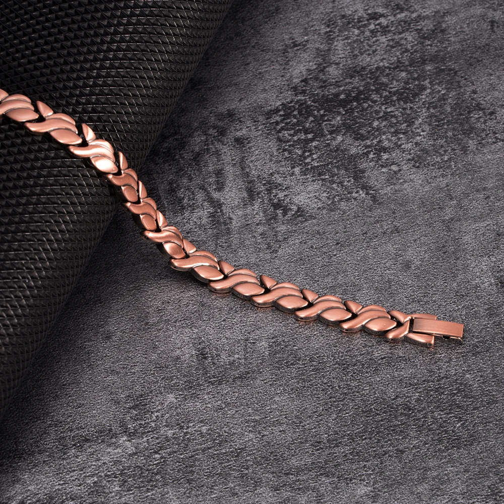 Vinterly Magnetic Pure Copper Bracelets for Women 6.5mm Vintage Chain Health Energy Magnet Arthritis Pain Relief Women Jewelry