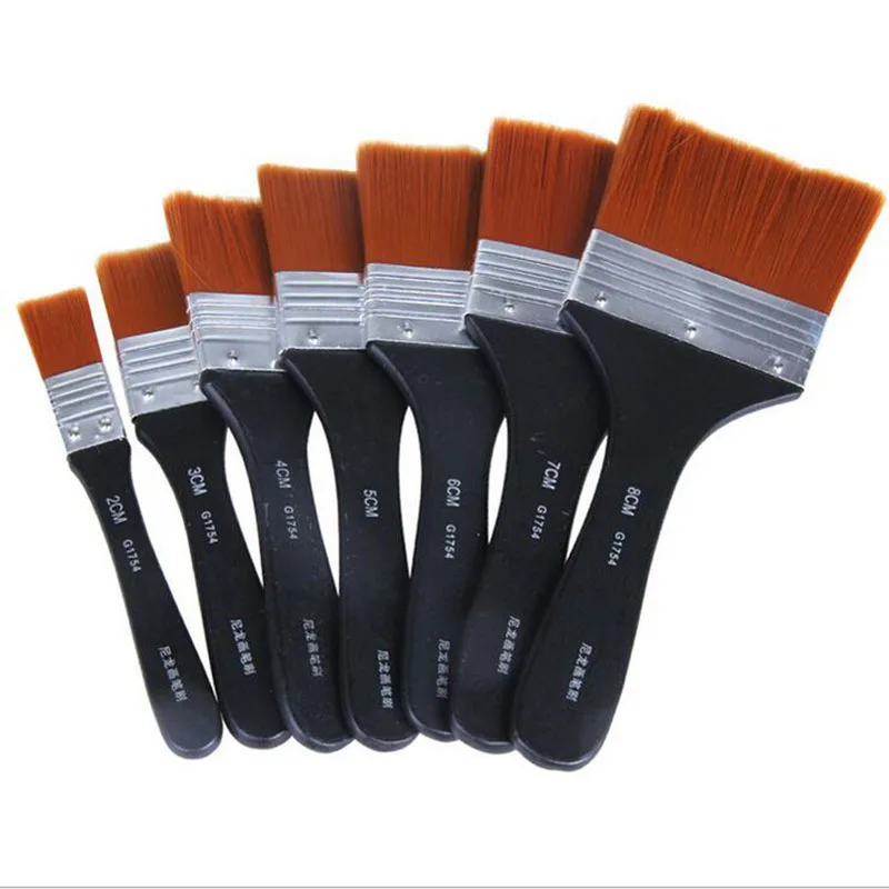 Paint Paint Brush Long Flat Head Cleaning Brush Gouache Acrylic Painting Brush Oil Brush Painting Wall Art Supplies