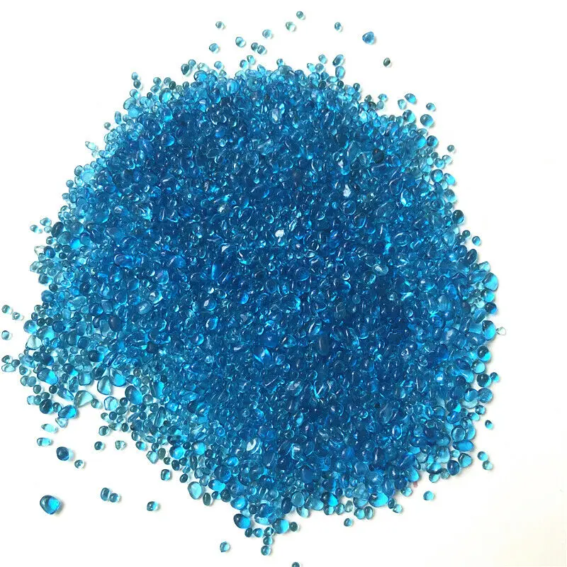 Wholesale 50g 2-5mm K5 Sea Blue Glass Gravel Glaze Stone Rock Polished Aquarium Specimen Healing Crystals