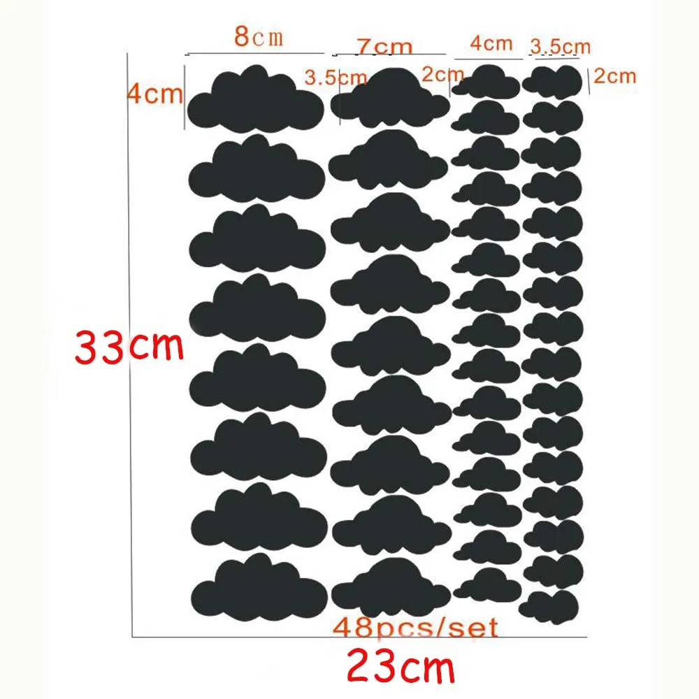 48pcs Cartoon Cute Clouds Wall Stickers For Kids Child Rooms Boys Girls Gifts Art Mural Wardrobe Decoration Vinyl Wall Decals