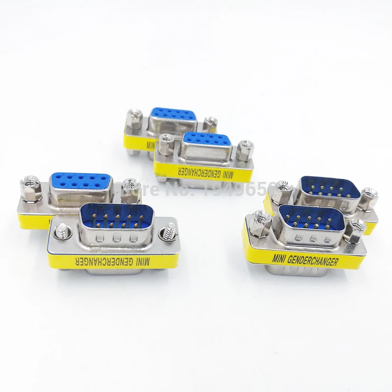 DB9 MINI GENDER CHANGER RS232 data cable connector convert plug VGA Plug connector 9pin port socket