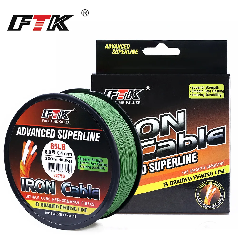 

FTK 8 Braided Wire 300m 1.0-6.0# Code 23-85LB 4 Colors Braided Fishing Line Super Abrasion Resistance Fishing Line