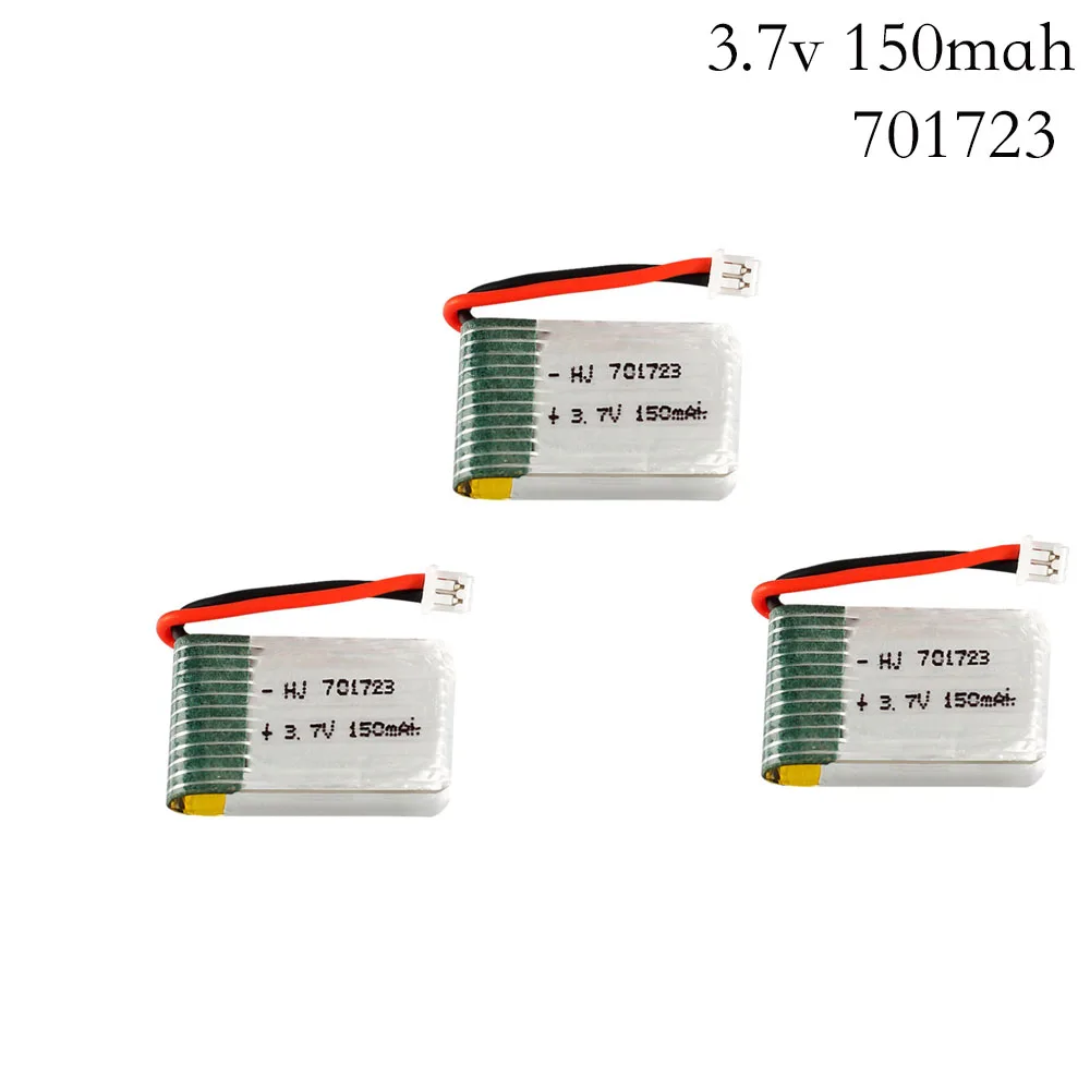 Batería LIPO para helicóptero de juguete, repuesto de 3,7 v, 150mah, 30C, para H20, U839, S8, M67, 3,7 v, 3 uds.