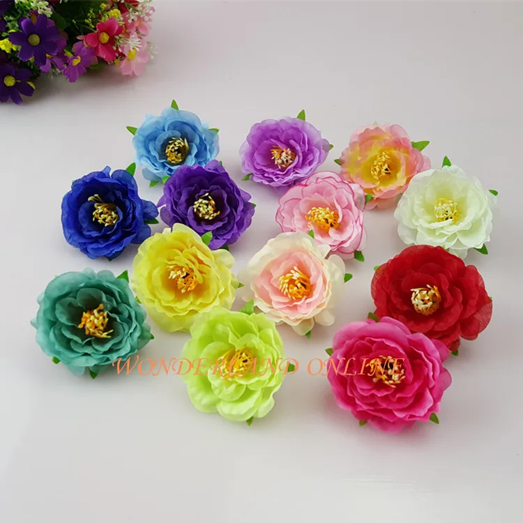 

20PCS 5cm Fabric Tea Rose Silk Flower Heads For DIY Accessories Garland Wreath Arch Wedding Wristband Head Ring Decoration