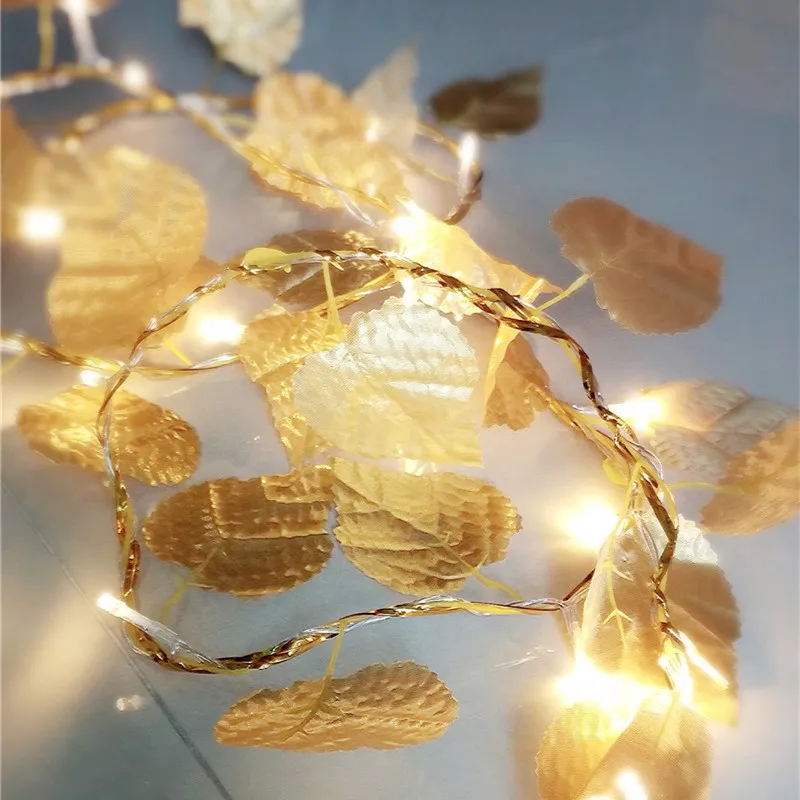 LED Fairy String Lights with Grape Leaves, Vine Garland, Indoor Patio,Wedding Party and Decoration, USB, DC5V, 2m Length