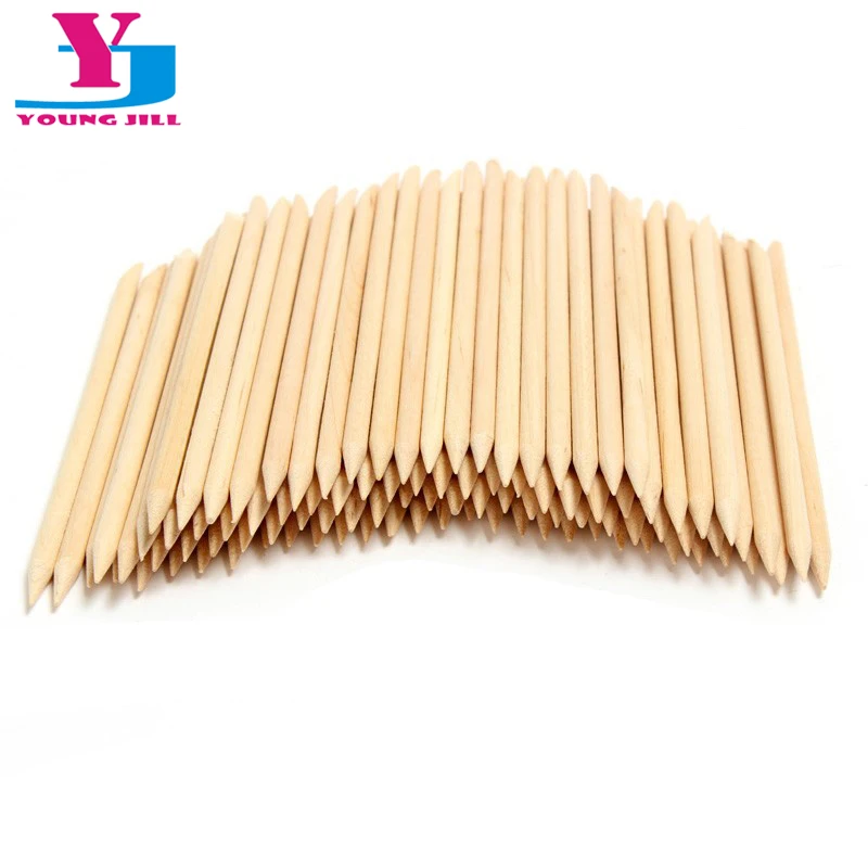 

100Pcs Wooden Sticks High Quality 2Way Nail Art Orange Wood Cuticle Pusher Remover Manicure Tool For Removing Stickers Wholesale