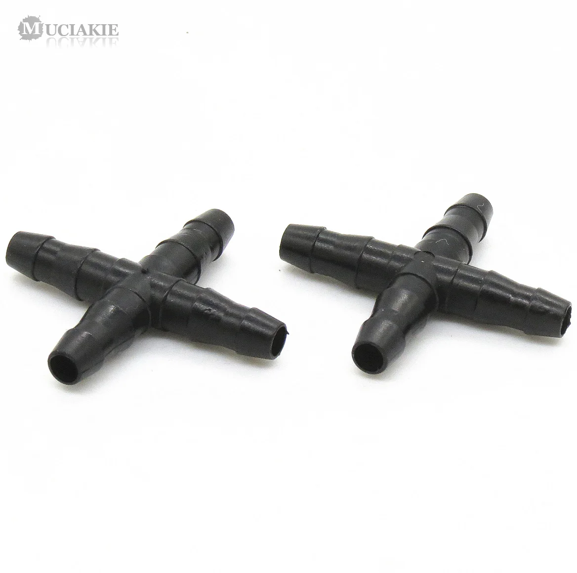 MUCIAKIE 10PCS 1/4\'\' Cross Connecter for 4/7mm Micro Tubing Hose 4 Ways Barbed Adapter Drip Irrigation Cross Joint Connectors