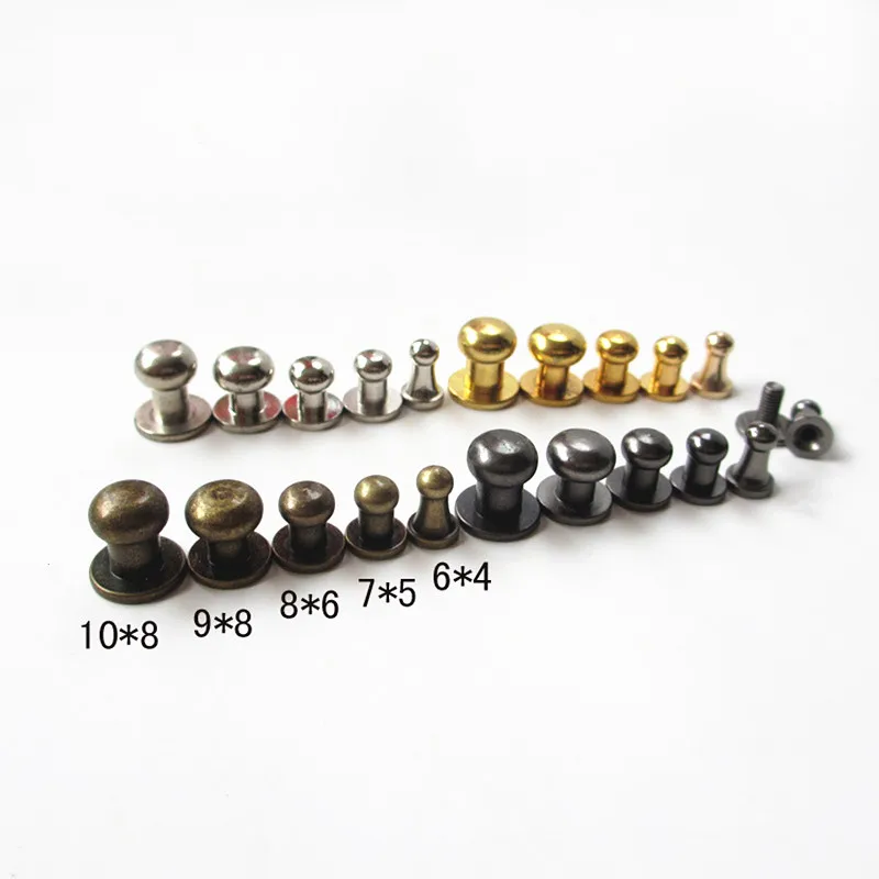 AIJJU 50pcs Copper Monk Head Screws Leather Craft Belt Wallet Solid Brass Nail Rivets Screws Bag/Shoes/ Clothes Accessories