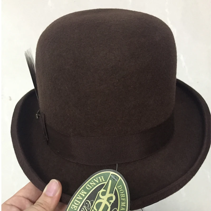 LIHUA Brand 100% wool Bowler Hat Cowboy Fashion Watherproof Equestrian cap. Women Party Fashion Men\'s Black Brown Adjust Hat