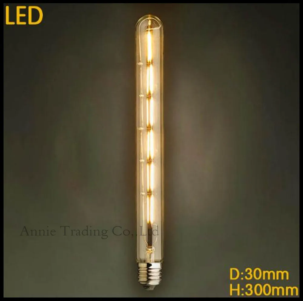 220V 2W/3W/4W/6W LED Filament Edison Bulb E27 T10 T185 T225 T300 Vintage Long Test Tube Tubular Bulbs LEDs Filament Bulb