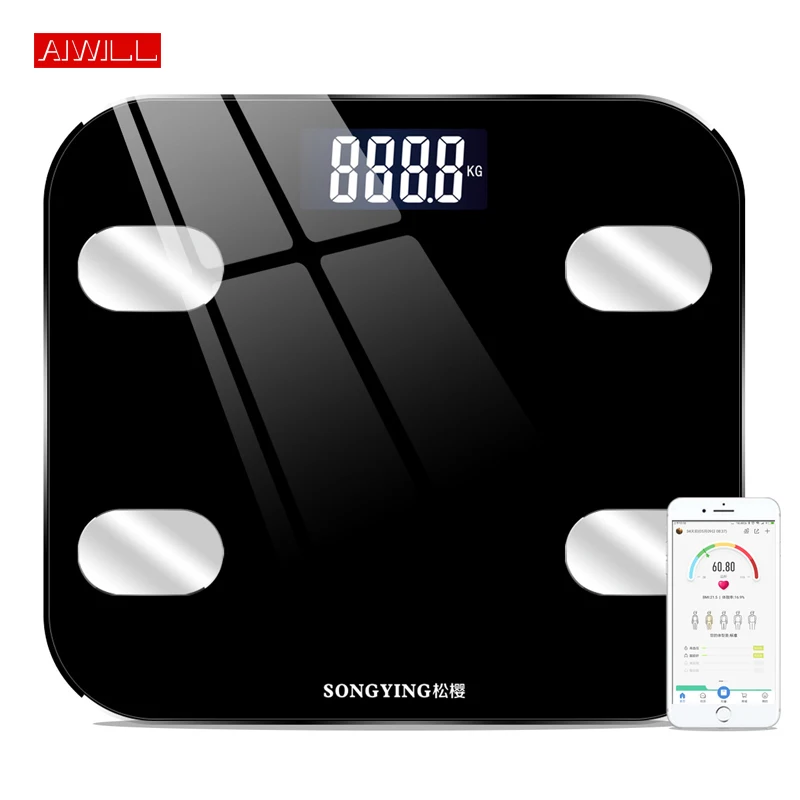 AIWILL Electronic Smart Weighing Scales Bathroom Body Fat bmi Scale Digital Human Weight Mi Scales Floor lcd display Health Gift