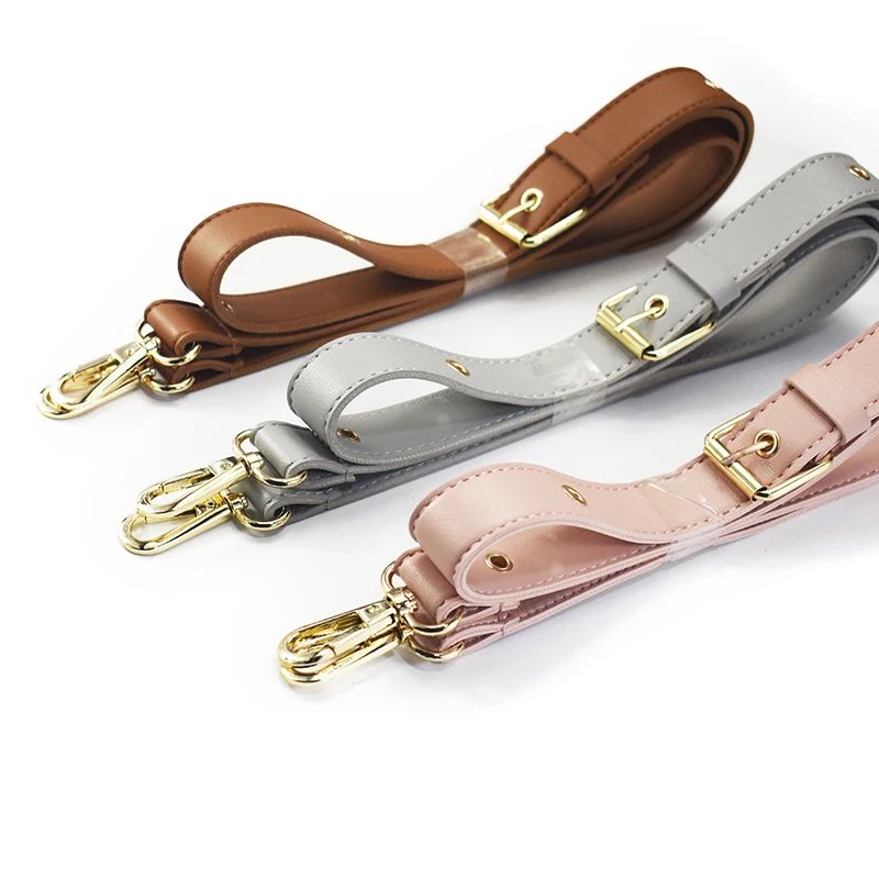 Detachable Handle Replacement Bags Strap Women Girls PU Leather Shoulder Bag Parts Accessories Gold Buckle Belts 152cm Pink Gray