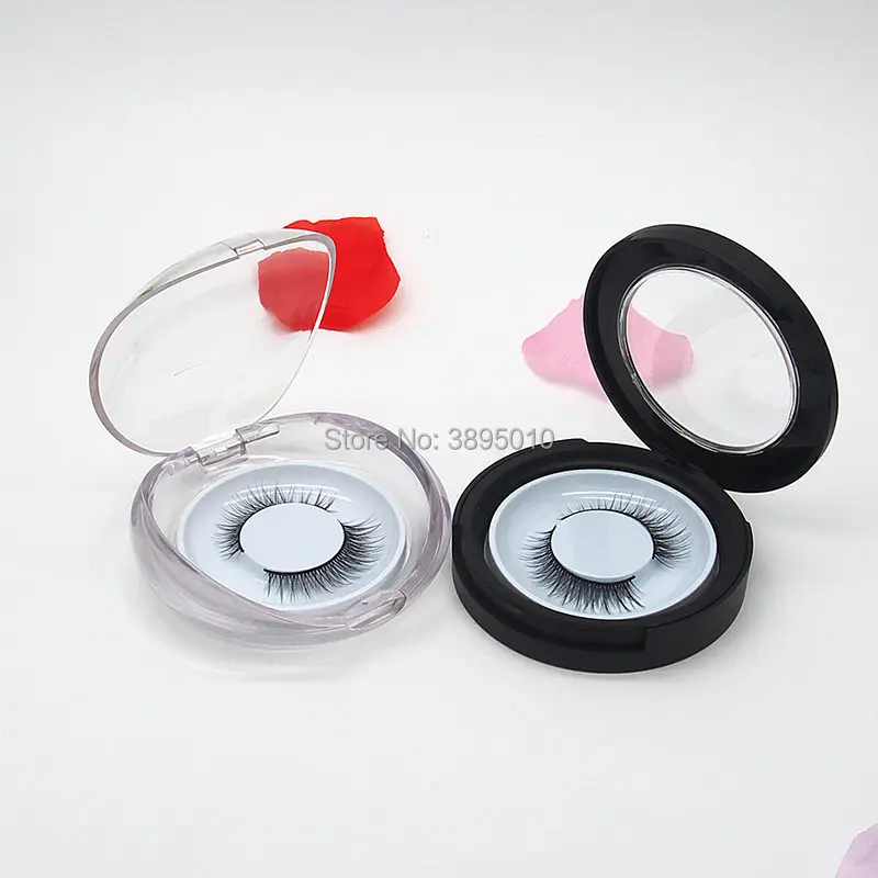 False Eyelashes empty Box Crystal Box Round Black Storage Box Eyelashes Packing Containers F711