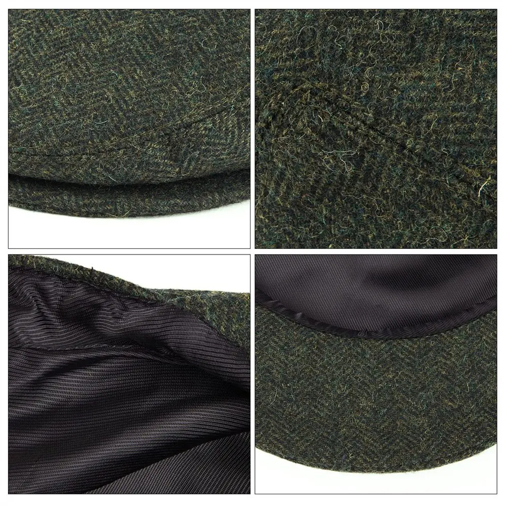 VOBOOM Wool Tweed Herringbone Irish Cap Men Women Beret Cabbie Driver Hat Newsboy Caps Golf Ivy Flat Hats Green Black Yellow 200