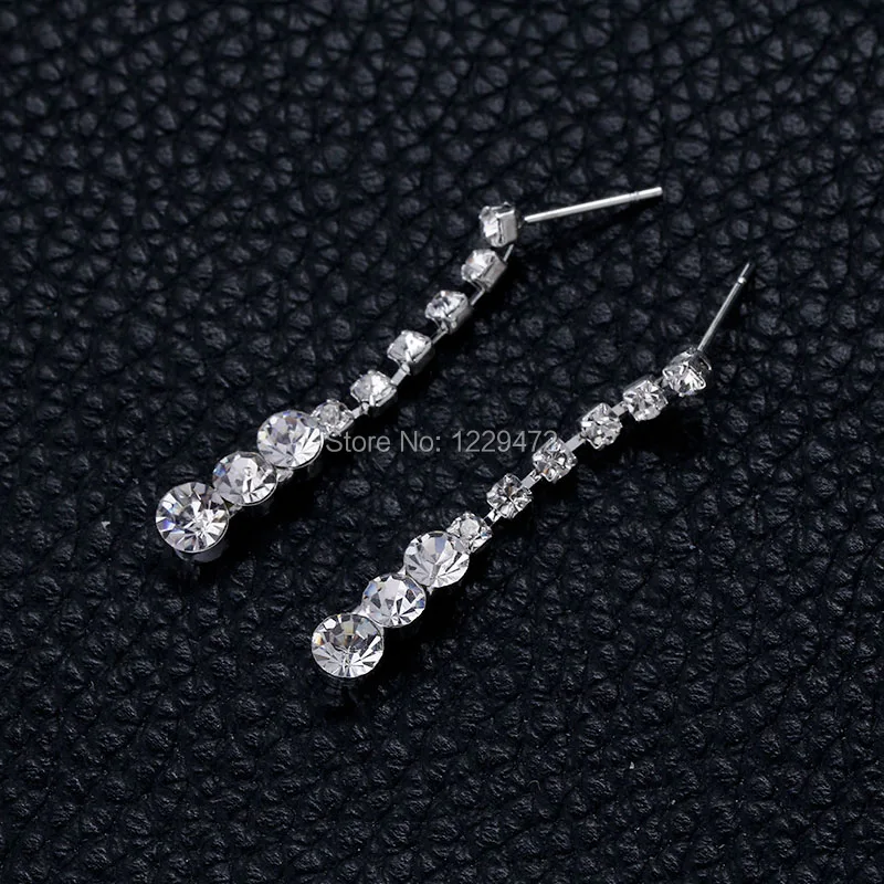 TREAZY Fashion V Shape Rhinestone Crystal Wedding Bridal Jewelry Set Silver Color Necklace Earrings Set For Women Accessories