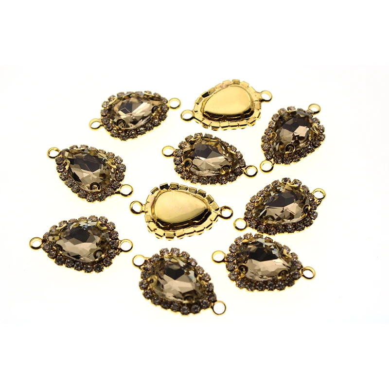 10Pcs Crystal Rhinestone Water Drop Charms Connectors for Necklace Earrings Pendants Findings DIY Jewelry Making Accessories