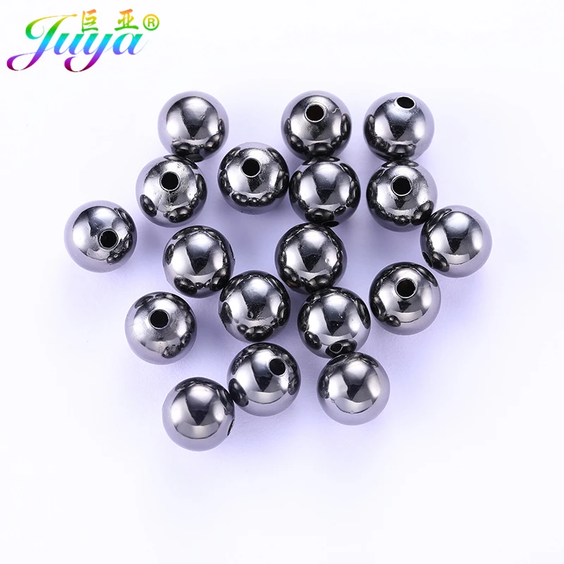 Juya DIY 18K Gold Silver Plated 2.5 3 4 5 6 8mm Hollow Copper Seed Beads For Handmade Natural Stone Braid Beading Jewelry Making