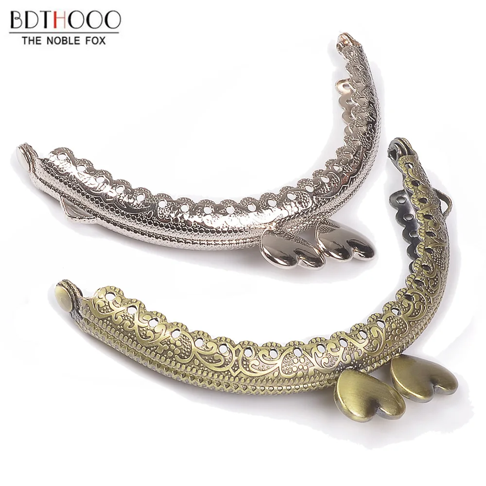 10pcs 8.5cm Metal Purse Frame Handle for Clutch Bag Accessories Making Kiss Clasp Lock Antique Bronze  Hardware Round