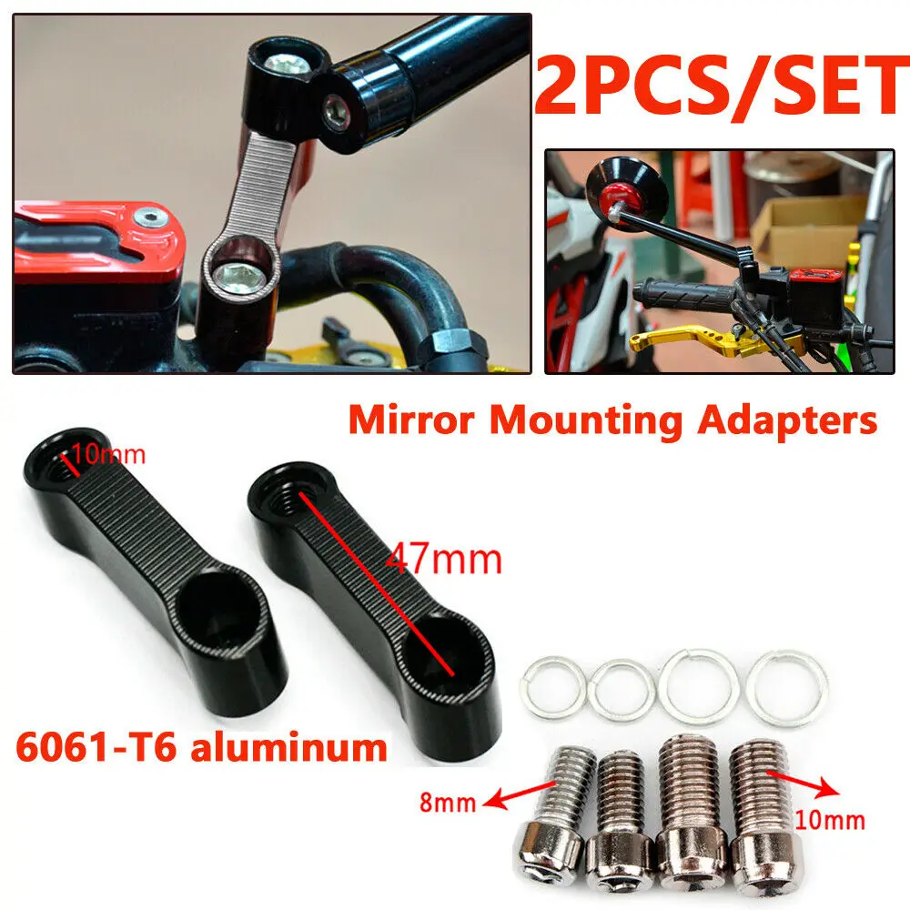 Adaptateur d'extension pour le guidon de moto noir M10 10mm, montage sur le guidon de moto, miroir et Riser