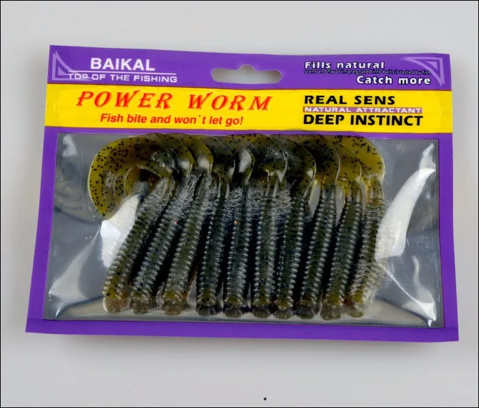 Fischbiss, weicher Köder, Wurmköder, Angeln, 7 cm, für Süßwasser, Salzwasser, Fanggrub, 10 Stück Beutel – Detail 4