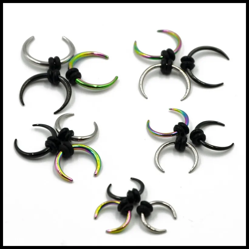 1PC Septum Nose Ring Surgical Steel Black Rainbow  Silver Color Hoop Pincher Round Tapered Ear Cartilage Piercing Earring 14g16g