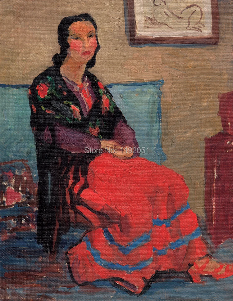 portrait  paintings Chinese paintings contemporary artist masterpiece posters canvas prints Flamenco Dance girls in rest