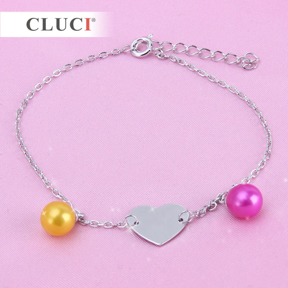 CLUCI 925 sterling silver pearls bracelet accessary Custom Personalized Name Bracelet for lovers\' Engrave Name SB048SB