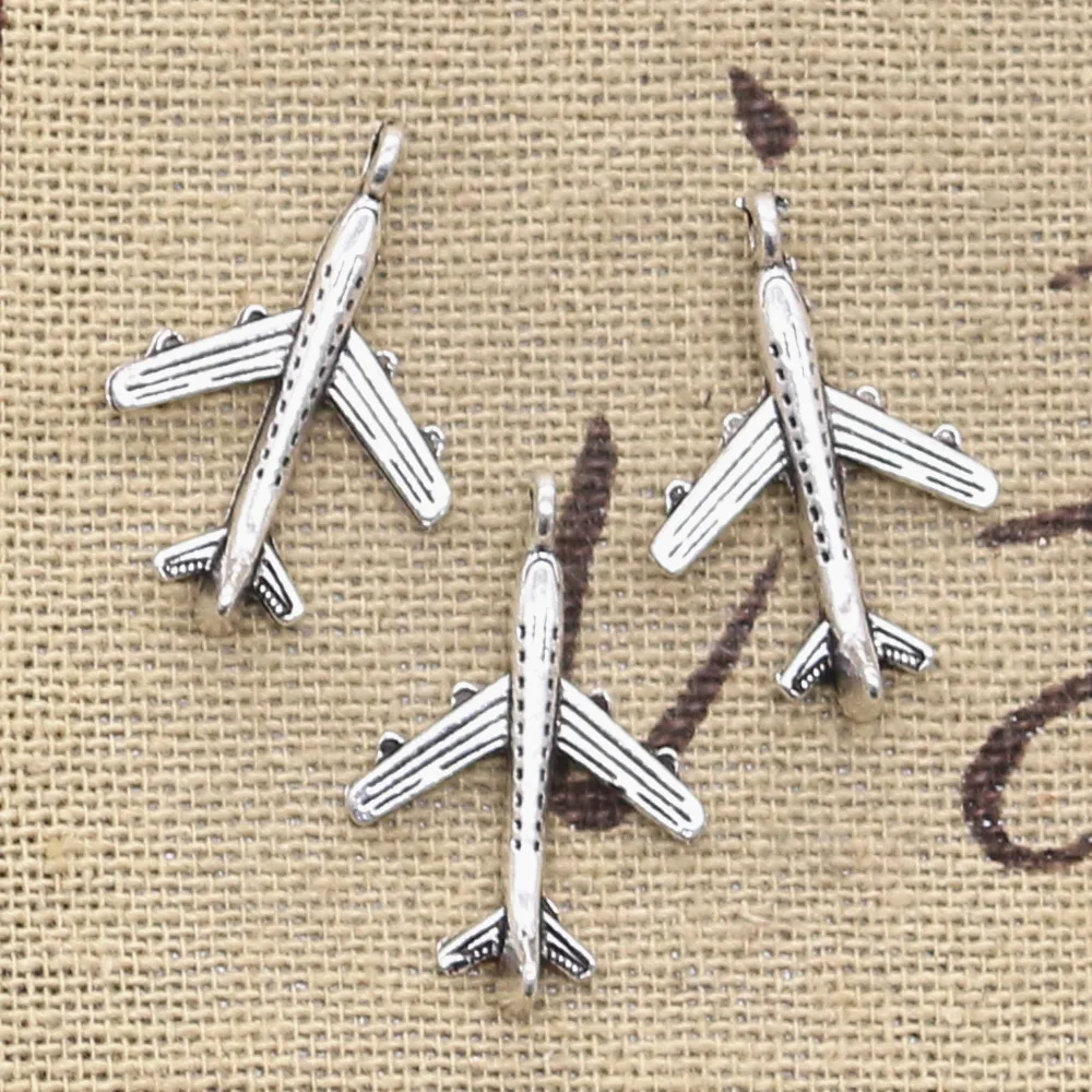 15pcs Charms Plane Airplane 22x14mm Antique Pendant Fit Vintage Tibetan Bronze Silver Color DIY Handmade Jewelry