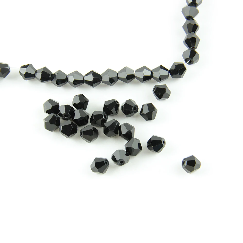 1440pcs/bag 6mm Black Jewelry Part Bicone Glass Beads Ornament Jewelry Glass Beads for Making Diy Decoration