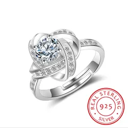 New Arrivals 925 Sterling Silver Crystal Clover Ring Bague Anillos Hot Sale Pure Silver Fine Jewelry For Women