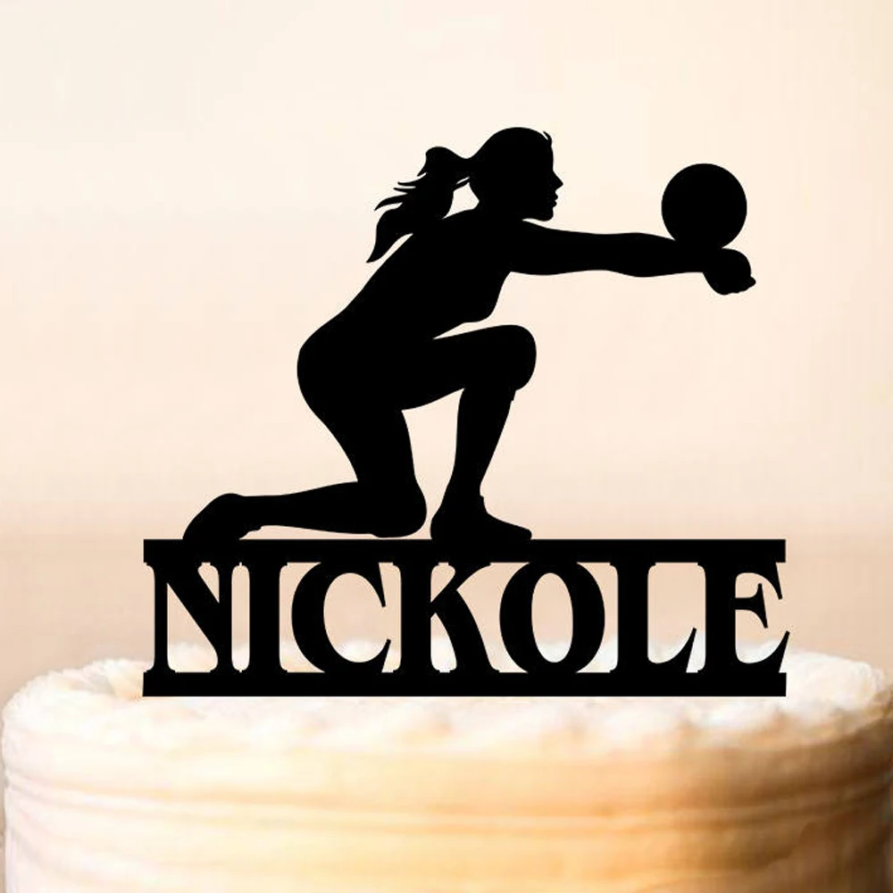 Custom Personalized Name Volleyball Birthday Cake Topper,Volleyball Party Decor For Birthday,Volleyball Girls Silhouette