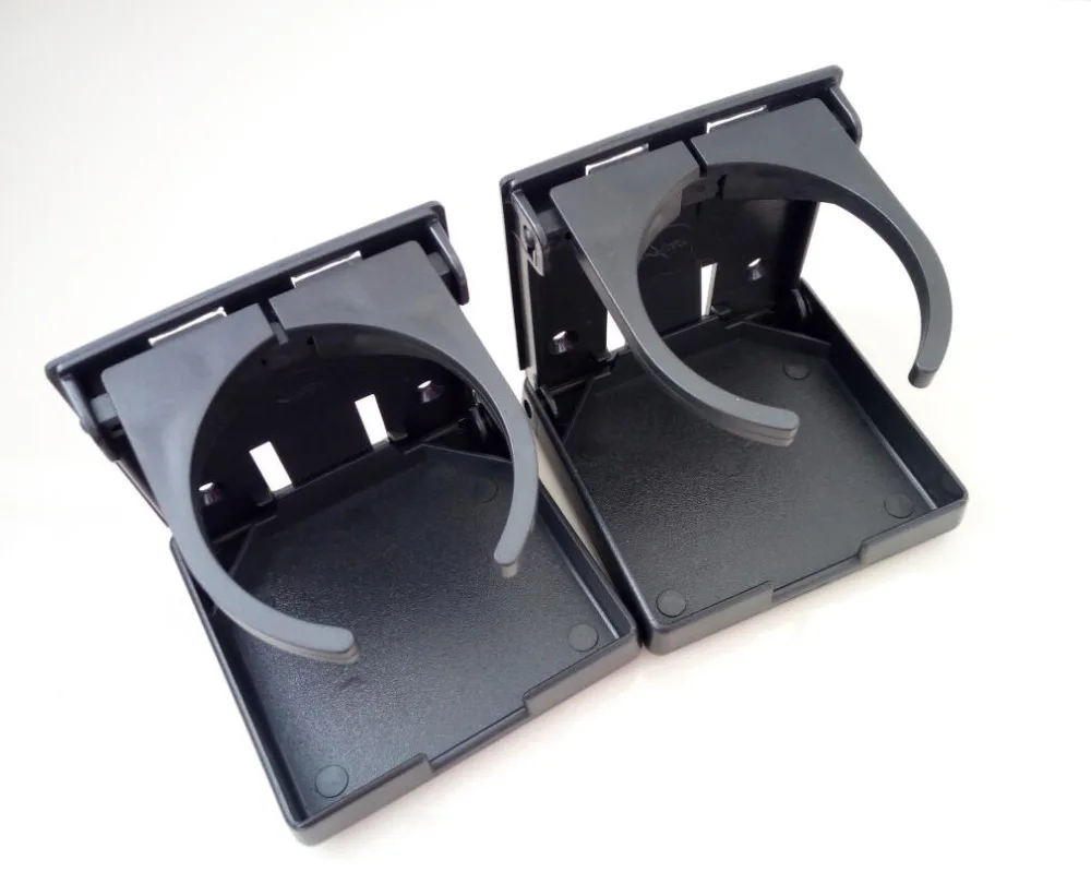 Marine Boat Yacht Black Nylon Adjustable Folding Drink Cup Holder 2Pcs