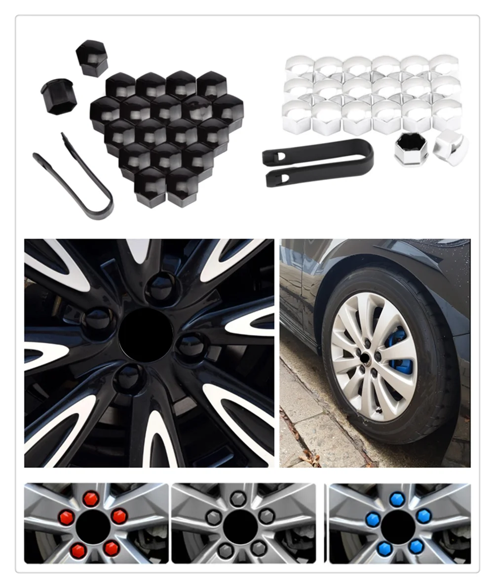 20pcs car wheel cover screw protector nut dustproof 17 19 21mm for Ford Shelby SYNus King GTX1 Freestyle Fairlane Equator