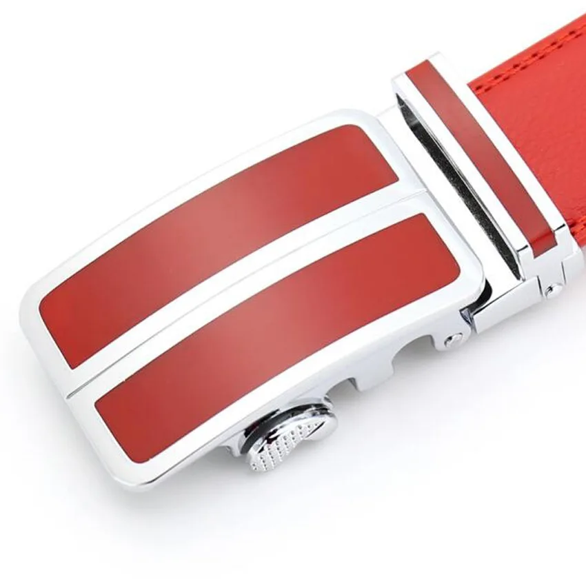 Men Automatic Buckle Belt Male Girdle Waistband Men Fashion Men Leather Belt lendth:110-125cm,width:3.5cm red\\white\\black\\blue