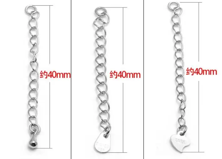 

Wholesale Genuine Pure Silver Extender Chain 40mm Length, Solid Sterling 925 Silver Jewelry extend Chain Accessories,10pcs