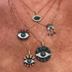 2023 Lucky women turkish evil eye disco coin pendant necklace bohemia boho style fashion jewelry