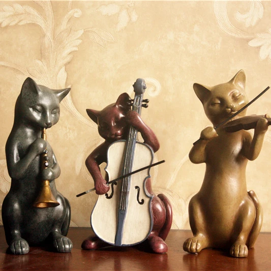 

[new] three European cat suit Home Furnishing bibelot jewelry ornaments music creative birthday gift