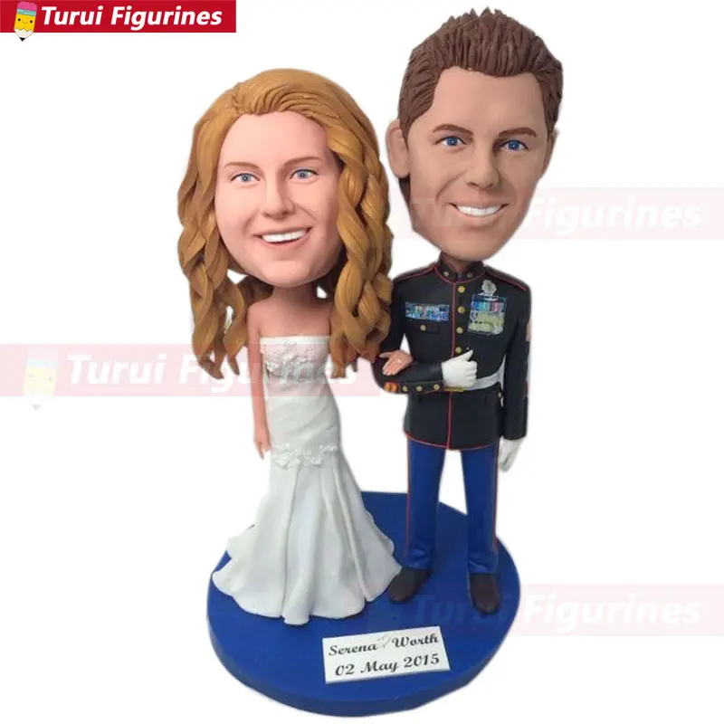 

Military Personalized Wedding Cake Topper Military Custom Bobble Head Clay Figurines Military Wedding Cake Topper Military Weddi