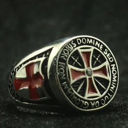 Men Boy 316L Stainless Steel Cool Knights Templar Cross Classic Newest Ring