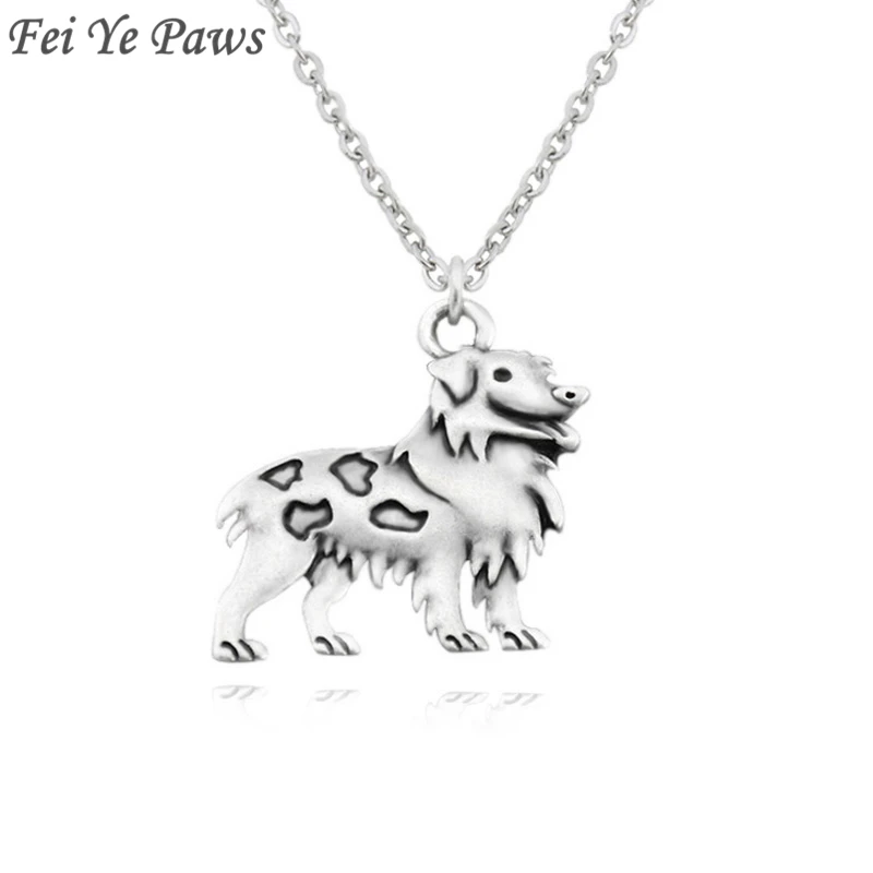 Vintage Silver Color Australian Shepherd Dog Pendant Necklace Colar Boho Choker Women Jewelry Stainless Steel Chain Accessories