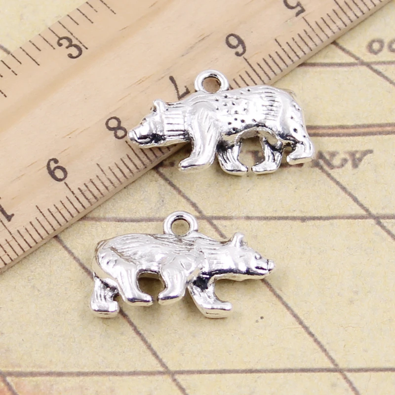 10 sztuk Charms niedźwiedź 24x15mm tybetański brąz srebrny kolor wisiorki antyczny tworzenia biżuterii DIY Handmade Craft